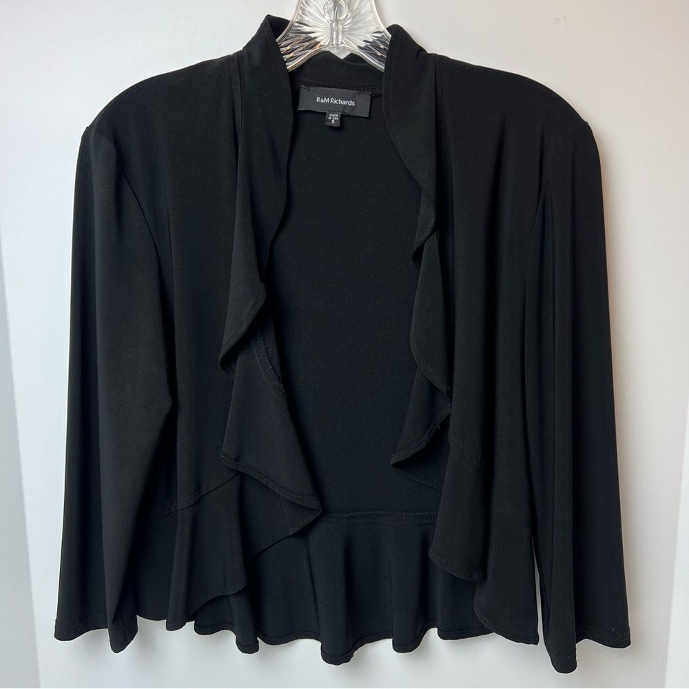 R & M Richards Ruffle-Front Dress Cover-Up Cardigan Size S
